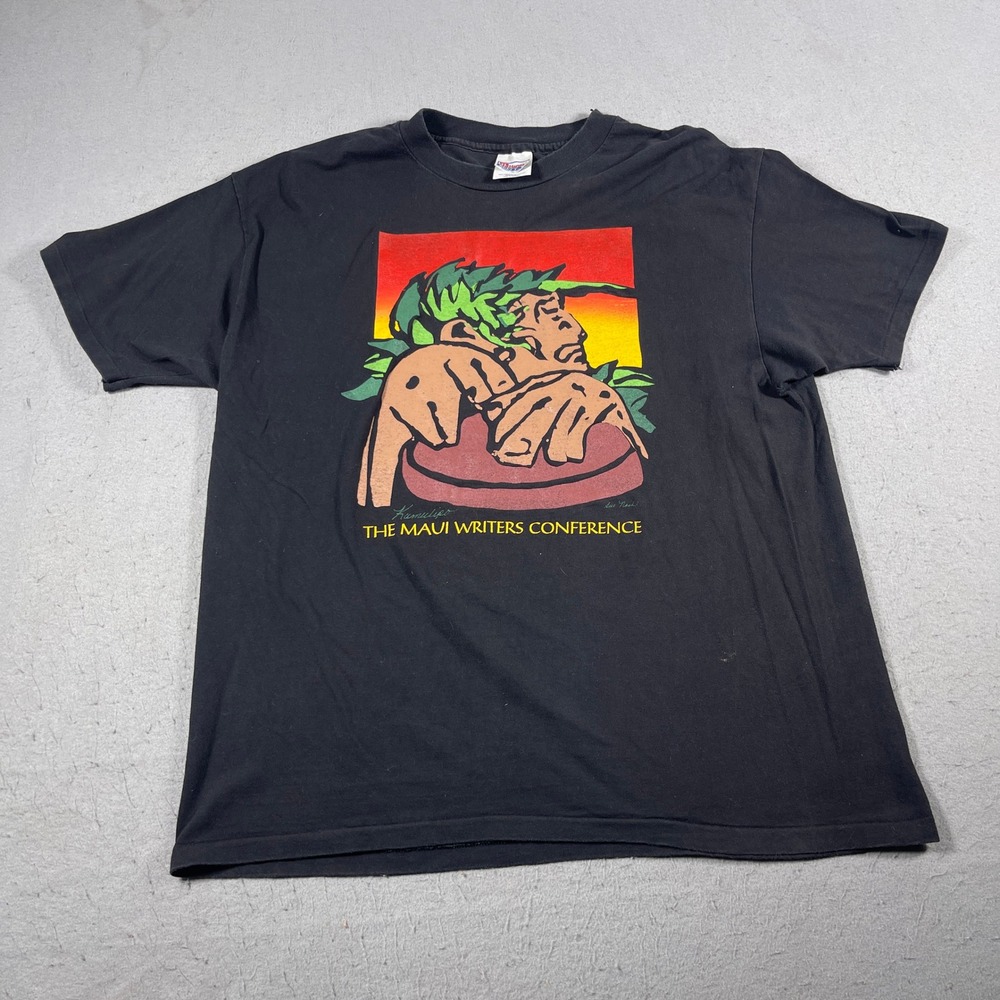 Vintage‎ Maui Writers Conference Shirt Hanes Beefy-T Men Size XL Black 90s